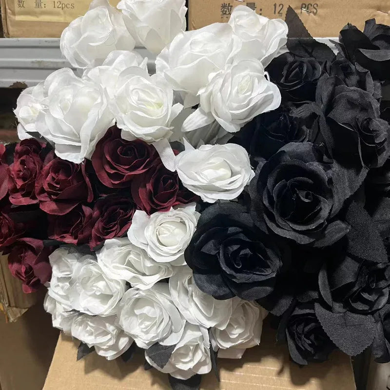 Silk Black Rose Flower Bouquet