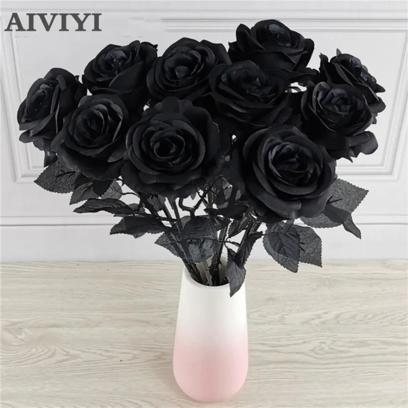 Silk Black Rose Flower Bouquet