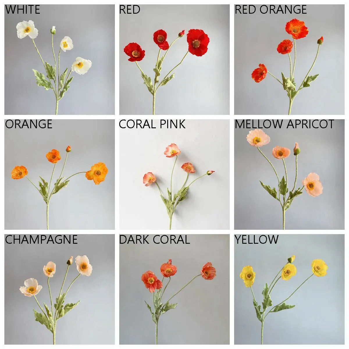 Silk Poppy Flowers for Decor