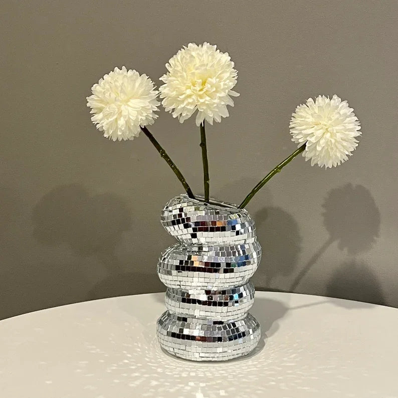 Silver Disco Ball Vase Planter