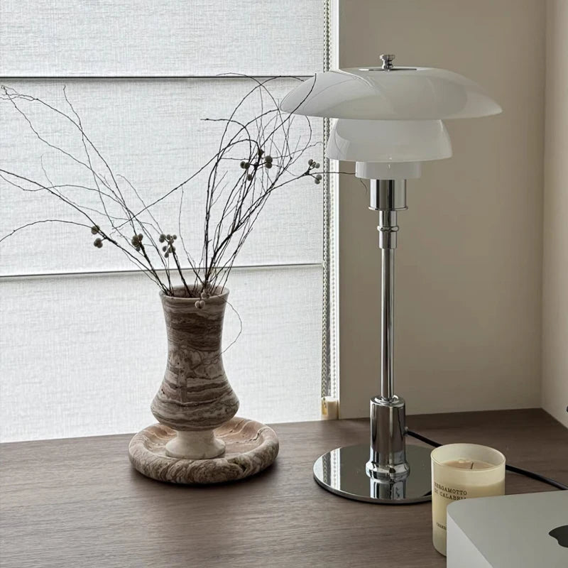 Silver Glass LED Desk Lamp