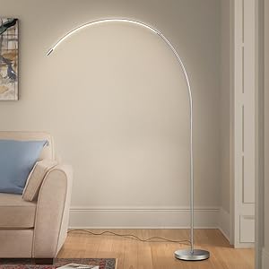 Silver LED Arc Floor Lamp