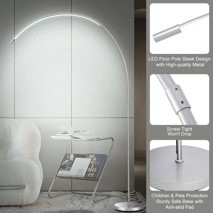 Silver LED Arc Floor Lamp