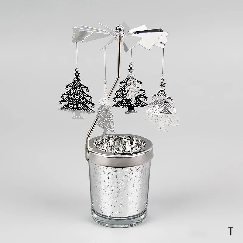 Silver Rotating Candle Holder Decor