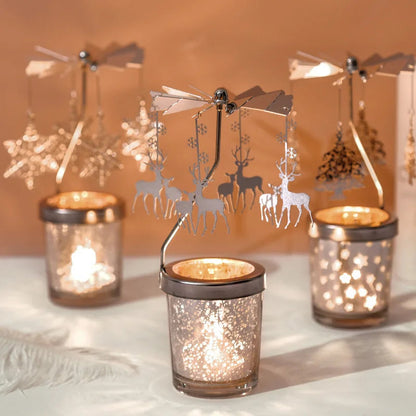 Silver Rotating Candle Holder Decor