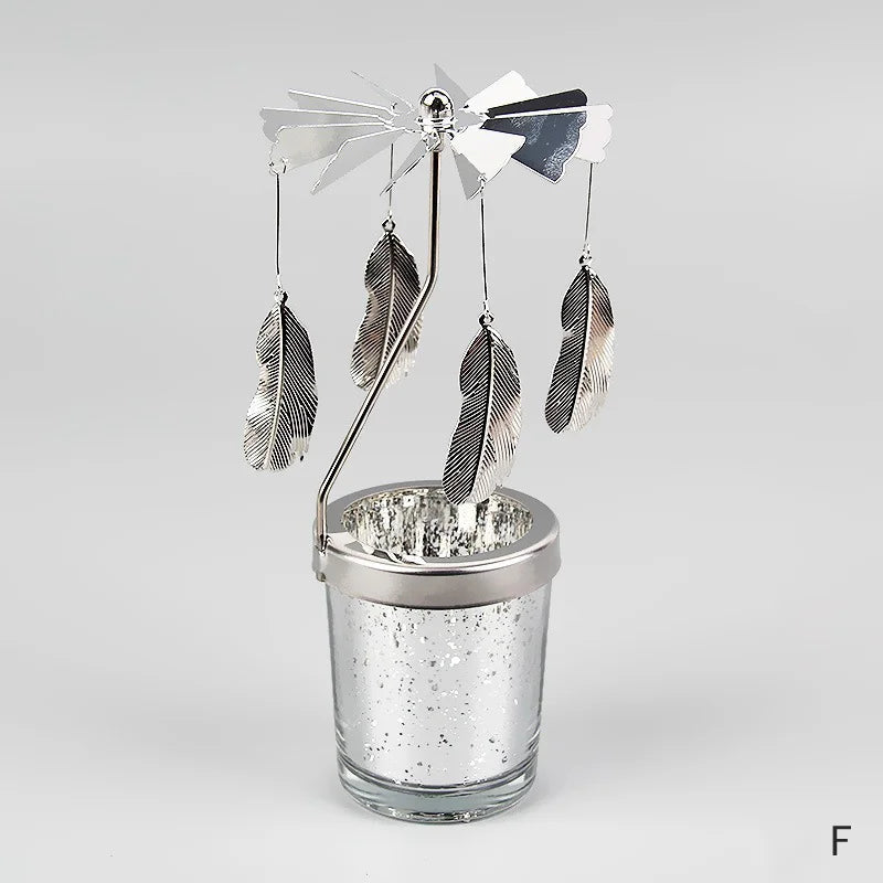 Silver Rotating Candle Holder Decor