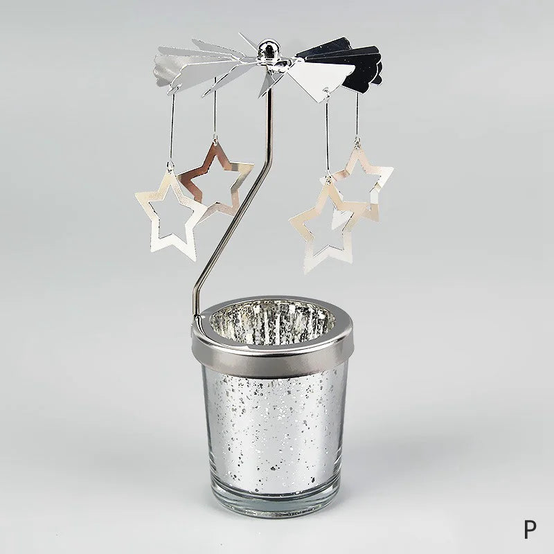 Silver Rotating Candle Holder Decor