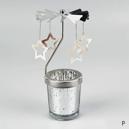 Silver Rotating Candle Holder Decor