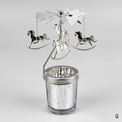 Silver Rotating Candle Holder Decor