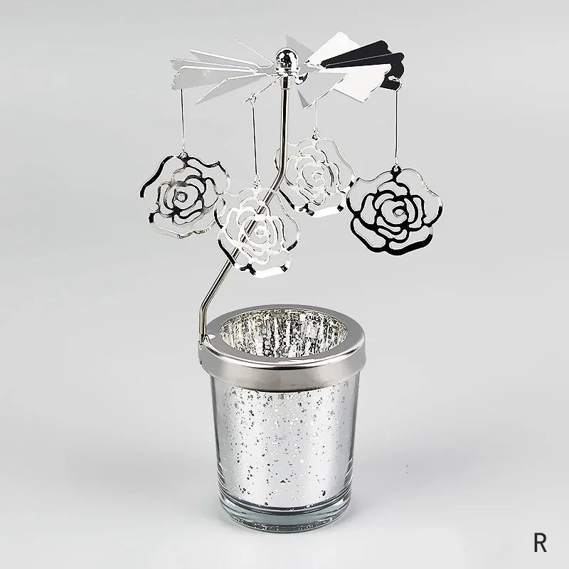 Silver Rotating Candle Holder Decor