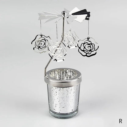 Silver Rotating Candle Holder Decor