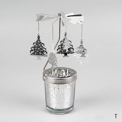 Silver Rotating Candle Holder Decor