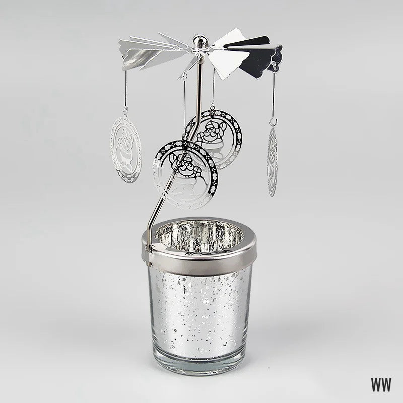 Silver Rotating Candle Holder Decor