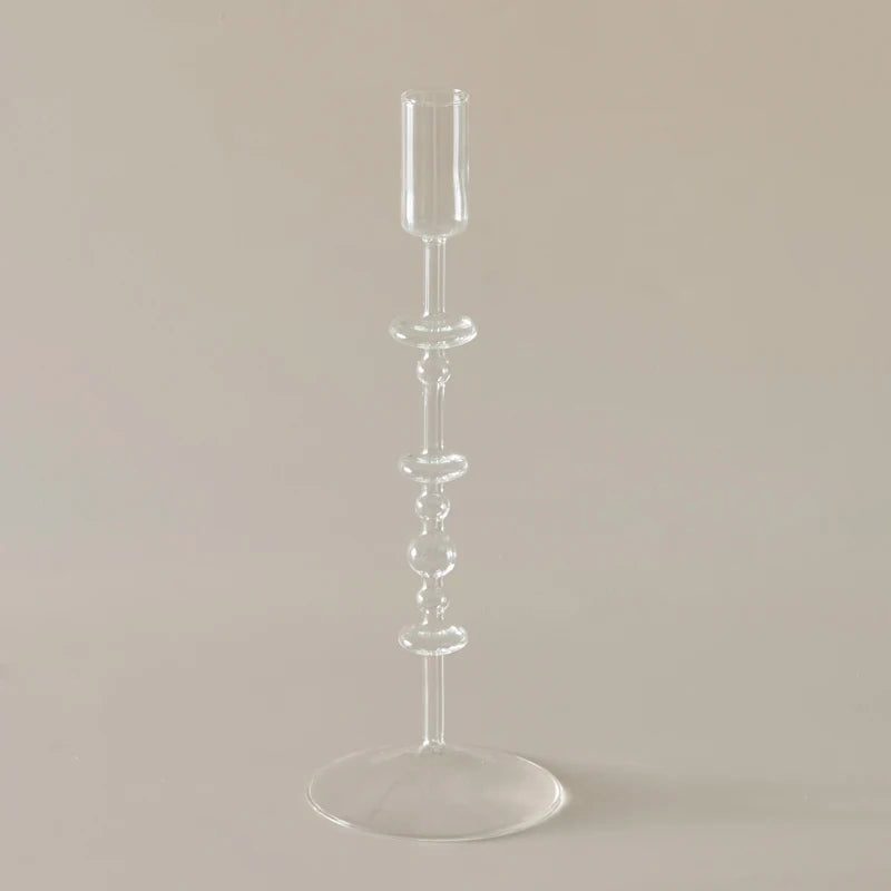 Slim Glass Candlestick Holder Set