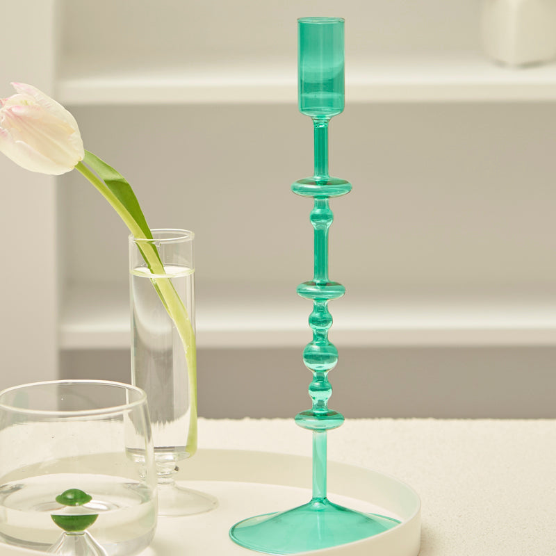 Slim Glass Candlestick Holder Set