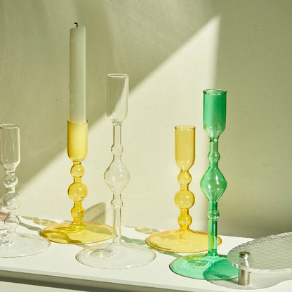 Slim Glass Candlestick Holder Set