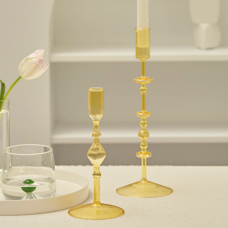 Slim Glass Candlestick Holder Set