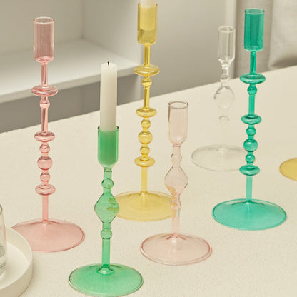 Slim Glass Candlestick Holder Set