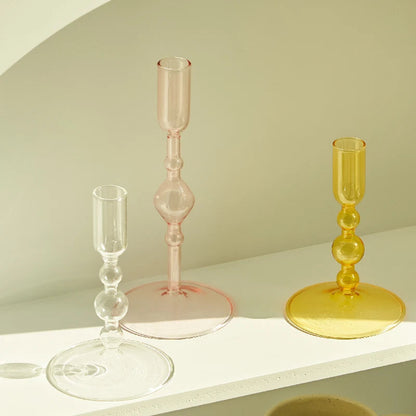 Slim Glass Candlestick Holder Set