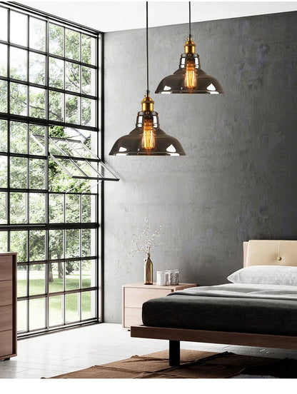 Smokey Grey Glass Pendant Light