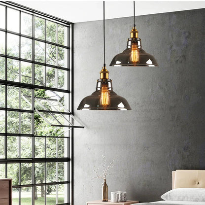 Smokey Grey Glass Pendant Light