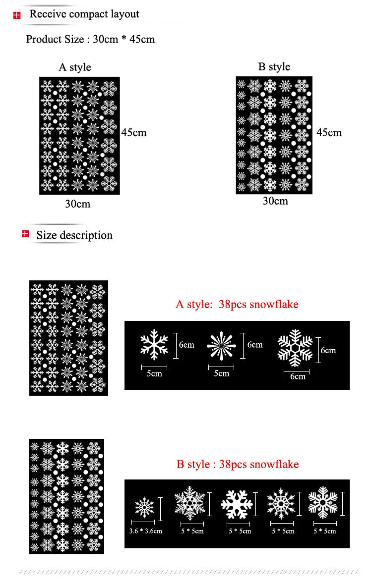 Snowflake Electrostatic Wall Stickers Set