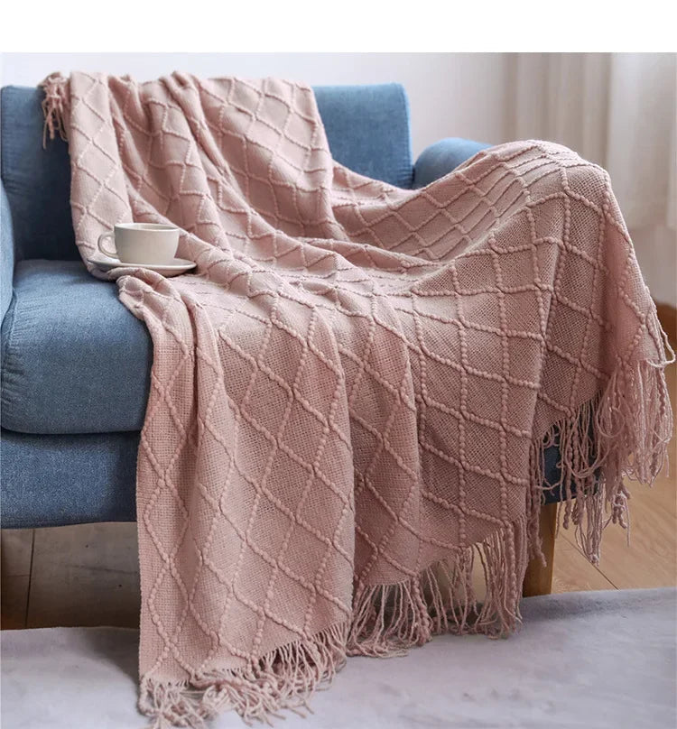 Soft Green Knitted Throw Blanket