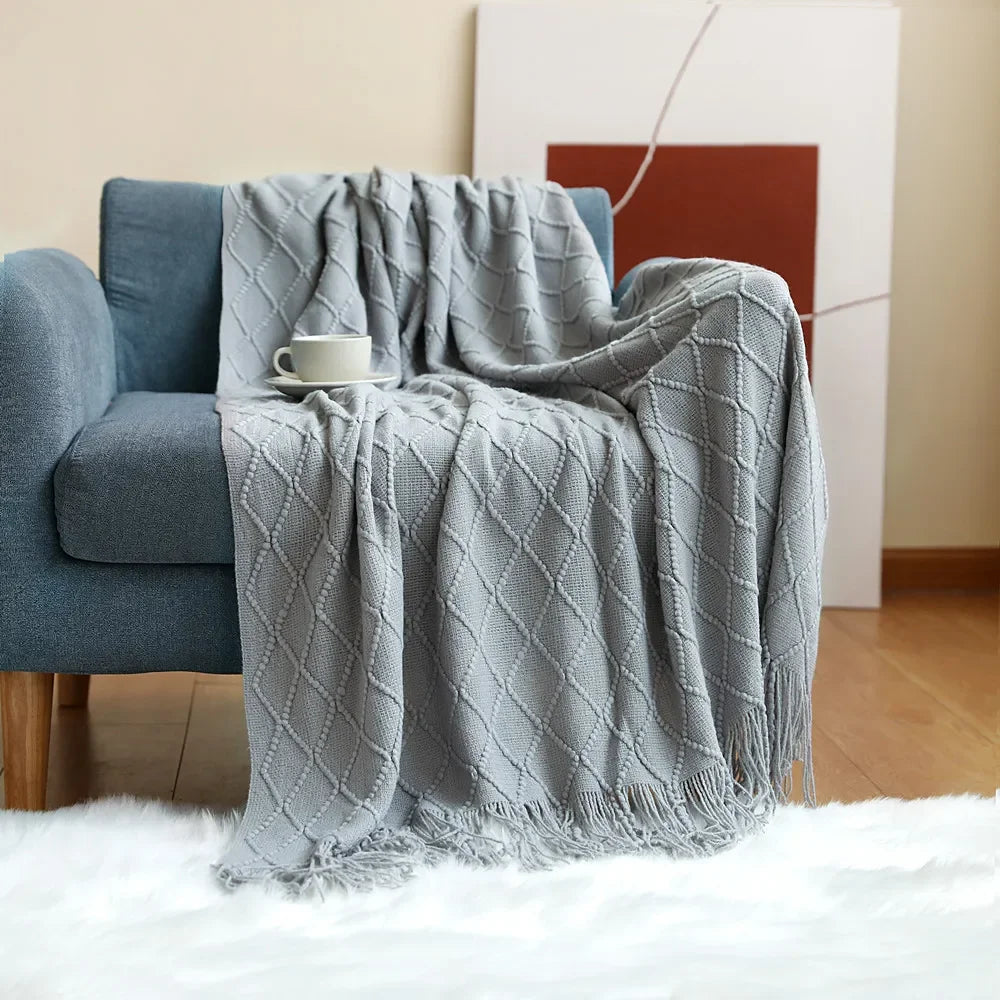 Soft Green Knitted Throw Blanket