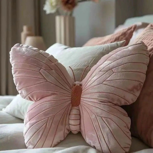 Soft Pink Butterfly Decorative Pillow