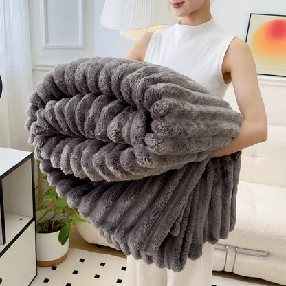 Soft Striped Plush Throw Blanket