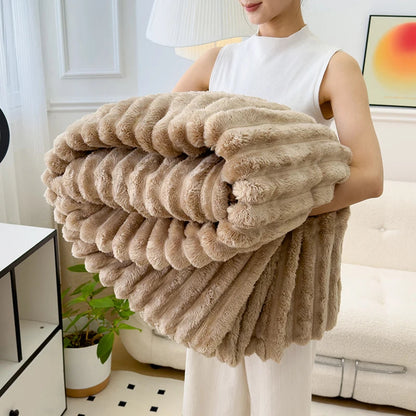 Soft Striped Plush Throw Blanket