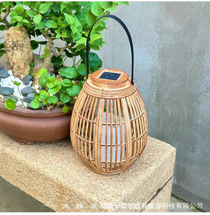 Solar Bamboo Rattan Lantern Light