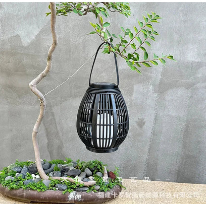 Solar Bamboo Rattan Lantern Light