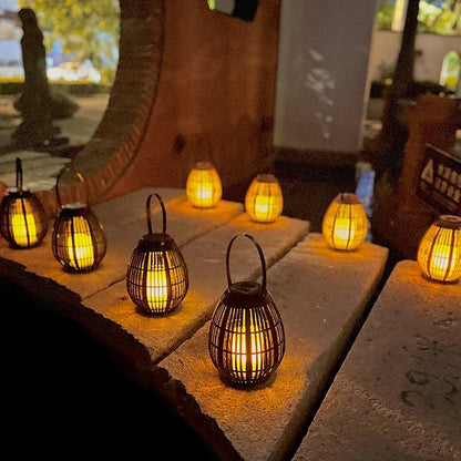 Solar Bamboo Rattan Lantern Light