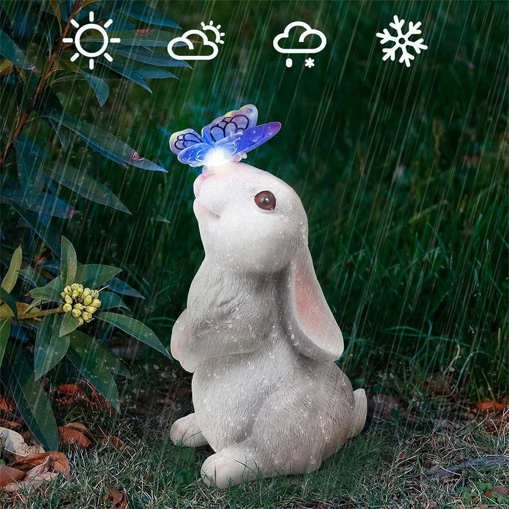 Solar Bunny Garden Statue with Light