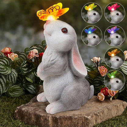 Solar Bunny Garden Statue with Light