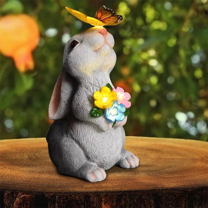 Solar Bunny Garden Statue with Light