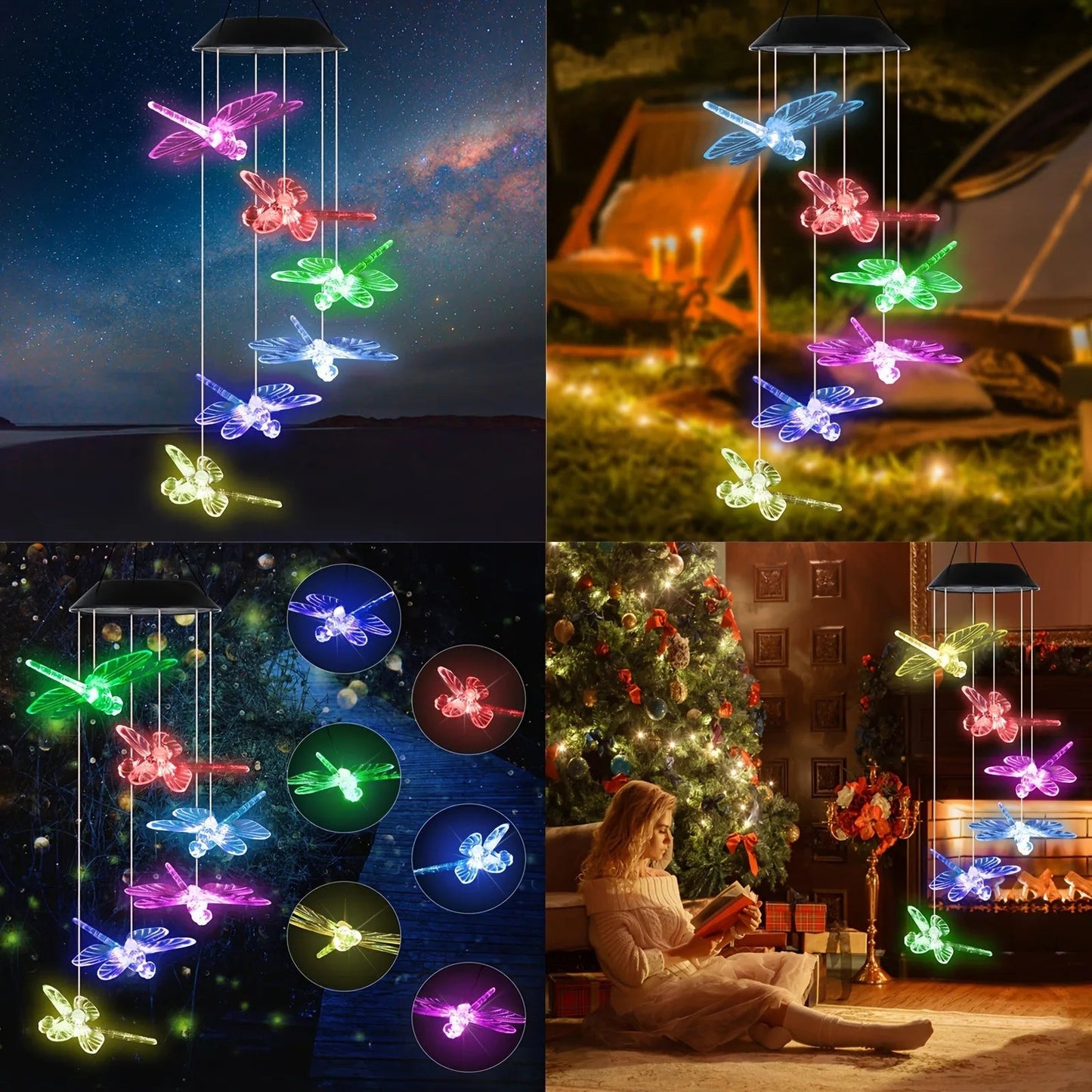 Solar Dragonfly Wind Chimes Outdoor