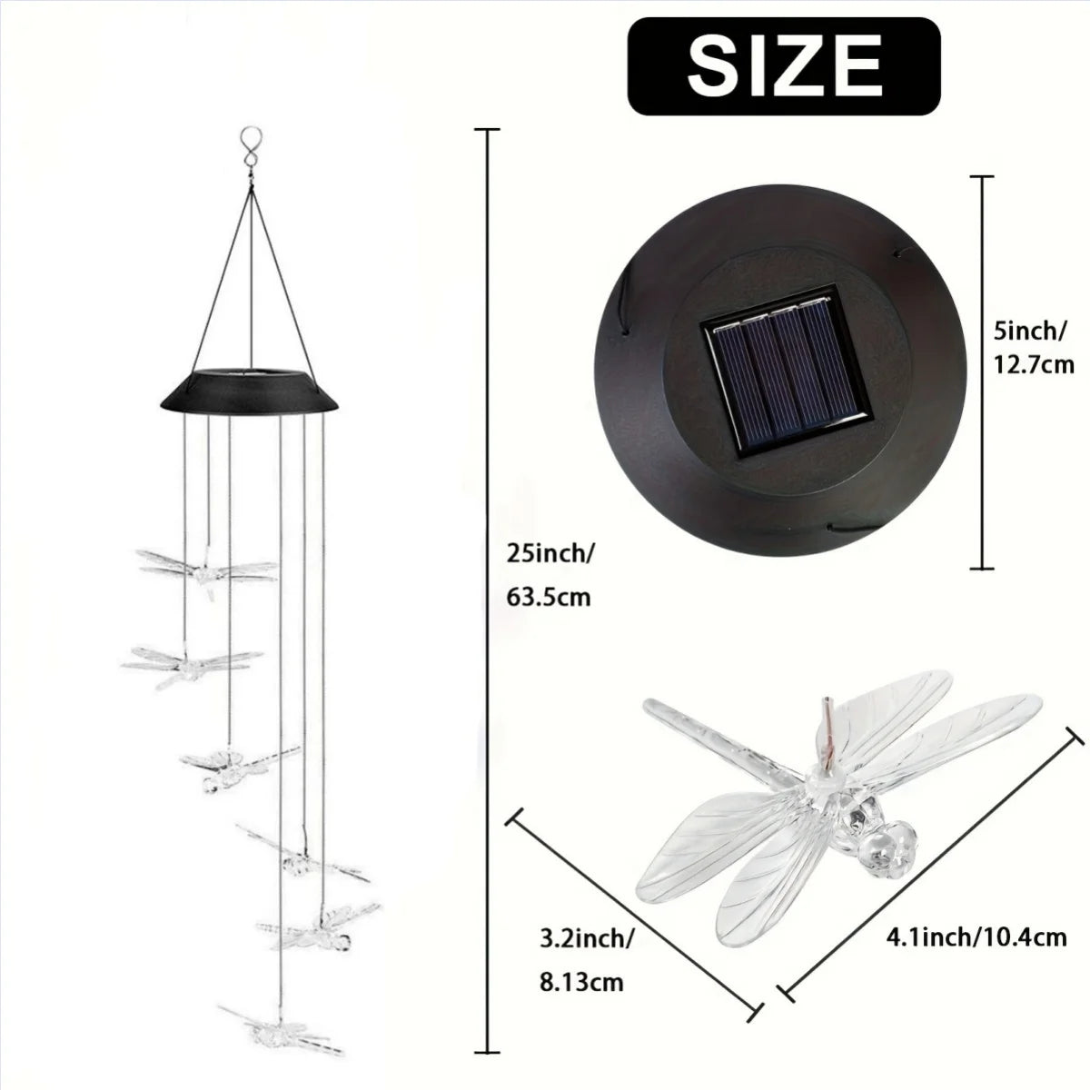 Solar Dragonfly Wind Chimes Outdoor