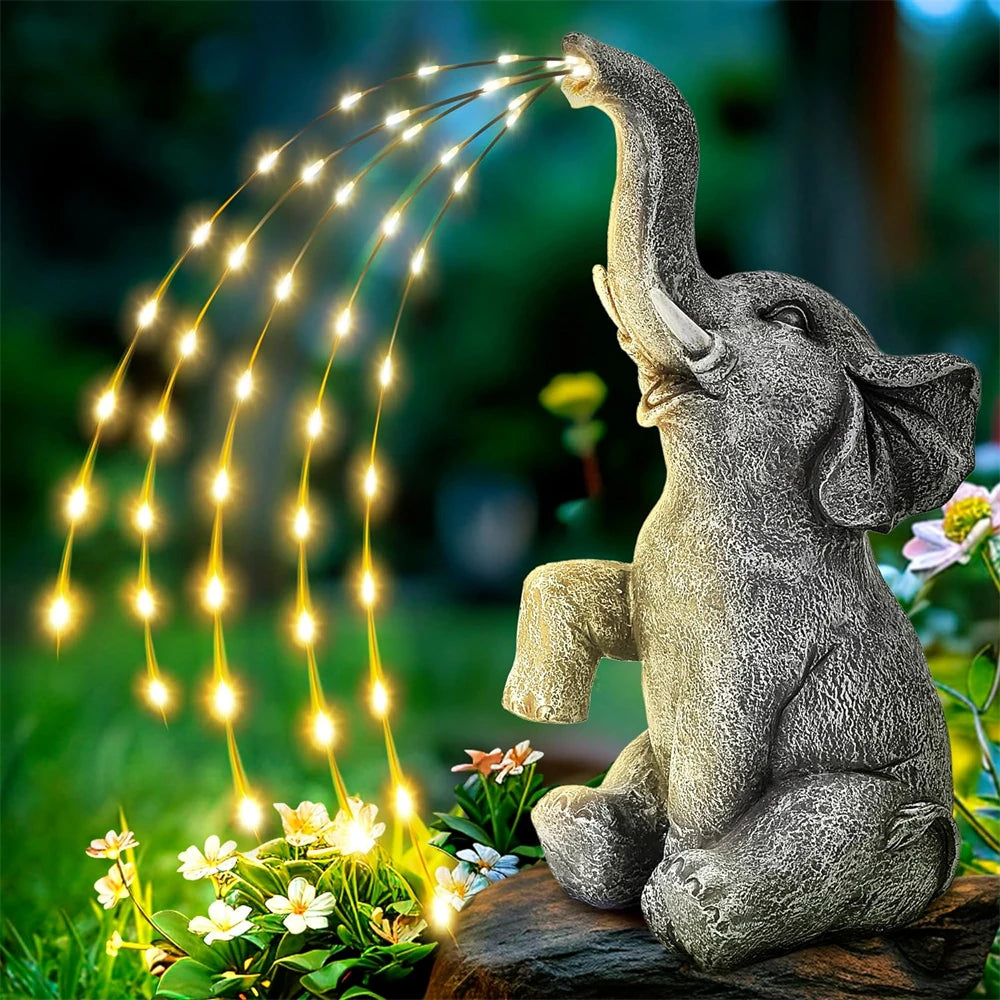 Solar Elephant Garden Statue Lights