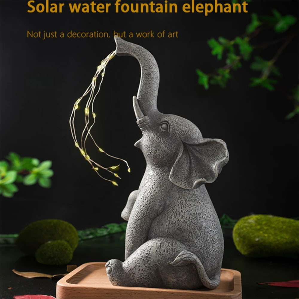 Solar Elephant Garden Statue Lights