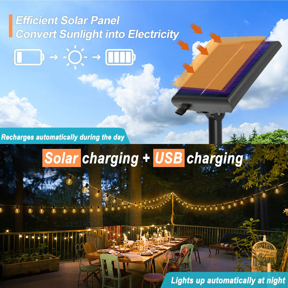 Solar G40 Globe String Lights 10M