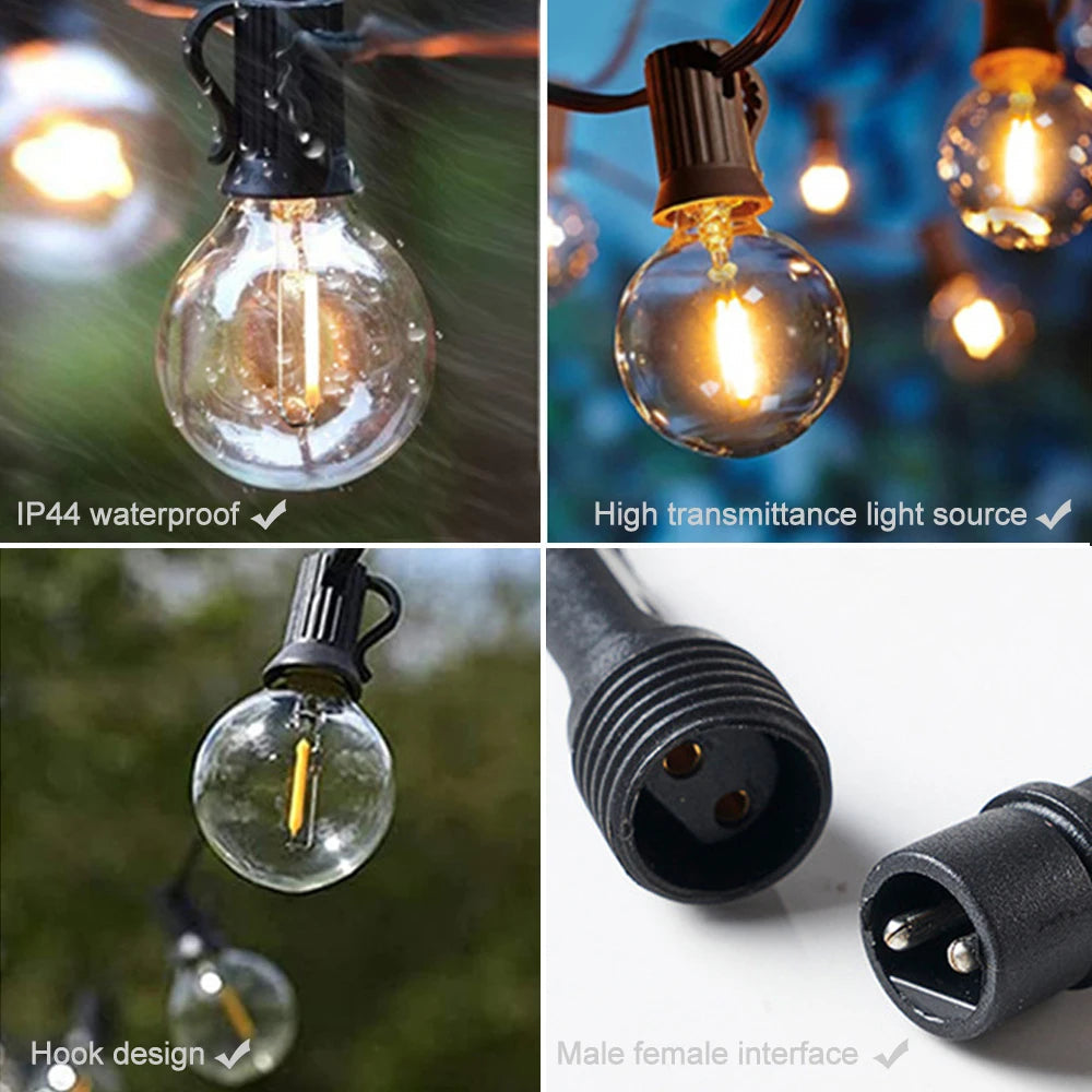 Solar G40 Globe String Lights 10M