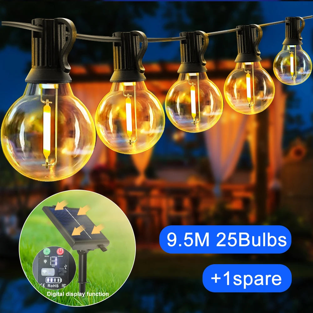 Solar G40 Globe String Lights 10M