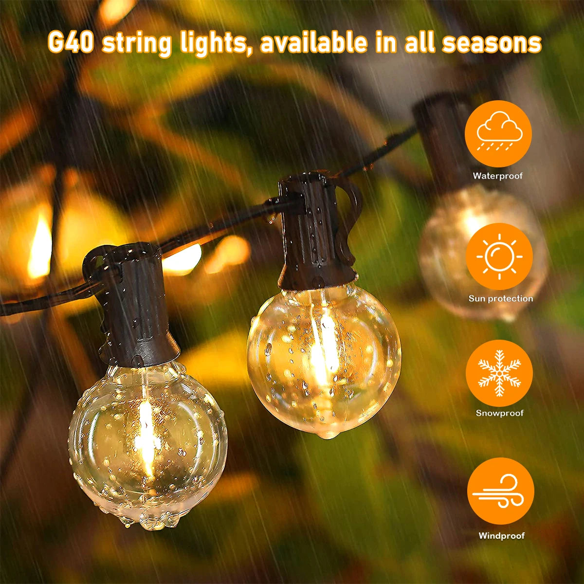 Solar G40 String Lights Waterproof