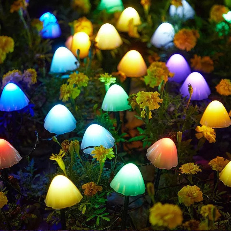 Solar LED Mushroom String Lights