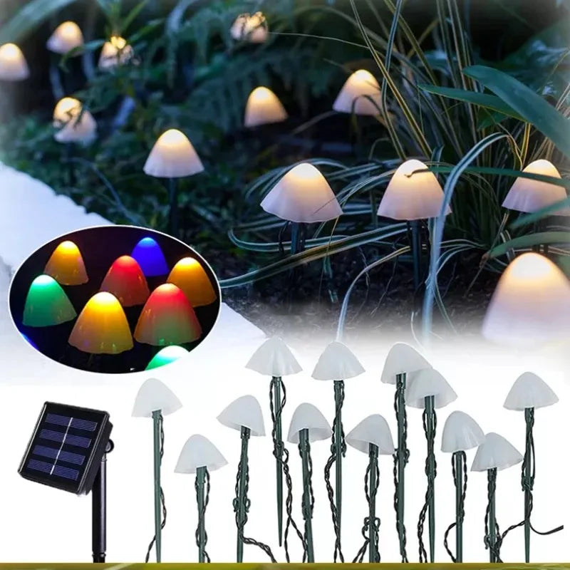 Solar LED Mushroom String Lights