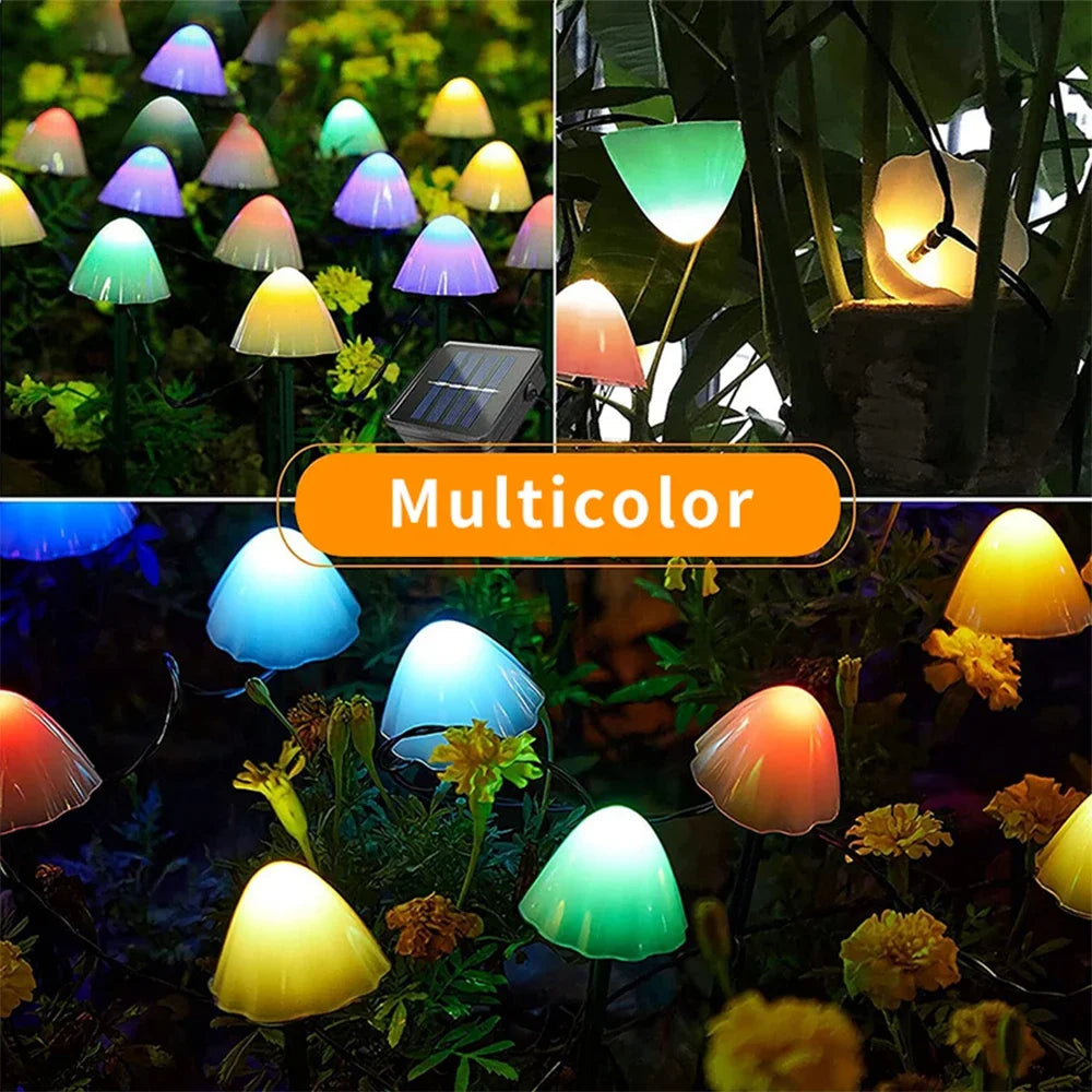 Solar LED Mushroom String Lights