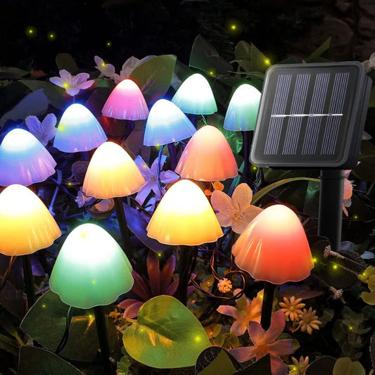 Solar LED Mushroom String Lights