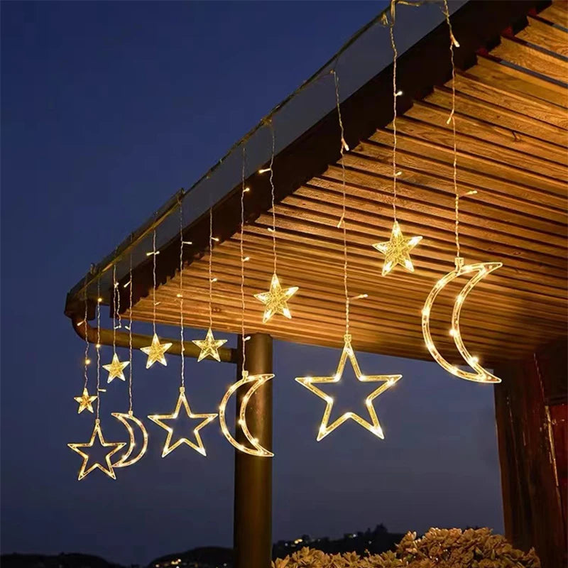 Solar Powered Star Moon String Lights